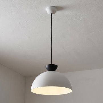 Lampa wisząca LUNARO 1L BL WHITE/BLACK loft, biała, metal