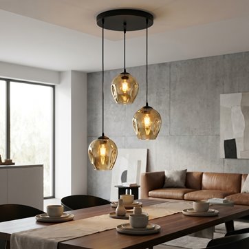 Lampa wisząca ISTAR 3 BL PREMIUM MIODOWY loft klosz bursztyn