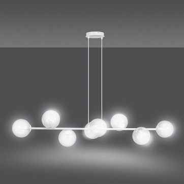 Lampa wisząca ROSSI 8 WH TRANSPARENT nowoczesna klosz biała