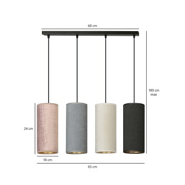 Lampa wisząca BENTE 4 BL MIX abażur welur kolor