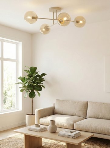 Lampa sufitowa ROMA 4 MOKKA AMBER nowoczesna, klosz, beżowa