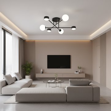 Lampa sufitowa HOLON 6 BLACK plafon, czarna, metal