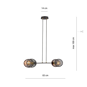 Lampa wisząca PLAYA 2 BLACK nowoczesna, czarno/złota