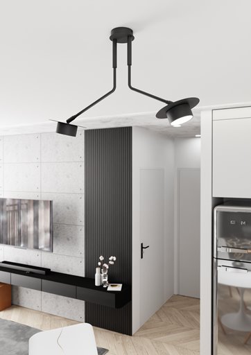 Lampa sufitowa MIZU 2 BL BLACK plafon, czarna, metal, loft