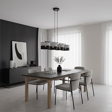 Lampa wisząca KARBON 4 BL GRAY klasyczna, abażur, szara