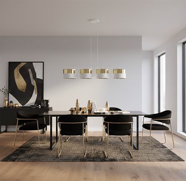 Lampa wisząca LUX 4 WH GOLD klasyczna, abażur, biały, złoty