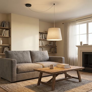 Lampa wisząca ASCOT 1 BEIGE abażur, beż, klasyczna