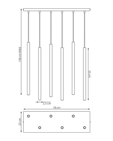 Lampa wisząca SELTER 6 GRAY glamour, sople, szara
