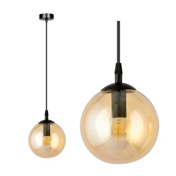 Lampa wisząca COSMO 1 BL MIODOWY loft klosz bursztyn czarna