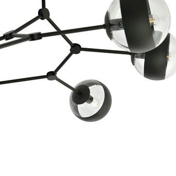 Lampa sufitowa SPACE 6 BL/STRIPE kule czarna/transparent