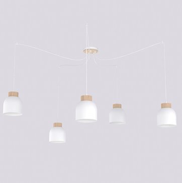 Lampa wisząca KRU 5 WHITE nowoczesna, biała, metal, pająk