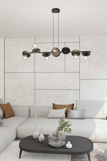 Lampa wisząca TOKEN 8 BL nowoczesna, czarny, metal, loft