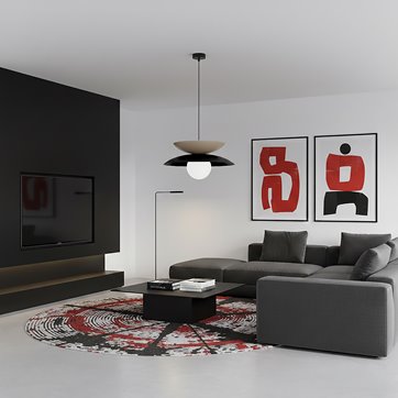 Lampa wisząca NAGOYA 1 BL MOKKA loft, japandi, czarna, metal