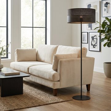 Lampa podłogowa KARBON LP1 BLACK klasyczna, czarna, abażur