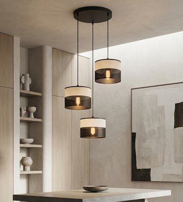 Lampa wisząca KARBON 3 BL GRAY PREMIUM abażur, szara