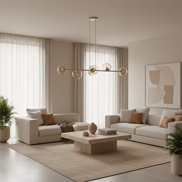 Lampa wisząca MAGNUS 6 MOKKA AMBER nowoczesna, klosz miodowa