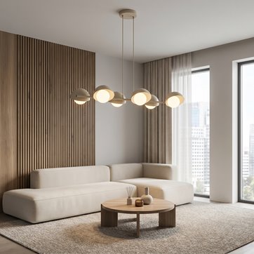 Lampa wisząca BOOM 6 MOKKA nowoczesna, beżowa, metal