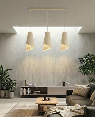 Lampa wisząca MODA 3 MO RATTAN nowoczesna, beżowa, abażur