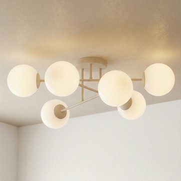 Lampa sufitowa ROMA 6 MOKKA nowoczesna, klosz, beżowa, biała