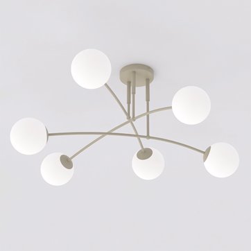 Lampa sufitowa PREGOS 6 MOKKA OPAL klasyczna, klosz, beżowa