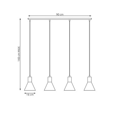 Lampa wisząca ROSA 4 BL, loft, czarny, złoty