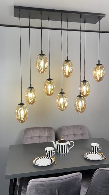 Lampa wisząca ASTRAL 9 BL TRANSPARENT czarny/transparent