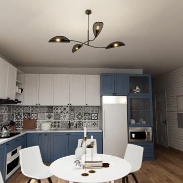 Lampa sufitowa LOTUS 4 BLACK/GOLD abażury czarna/złota