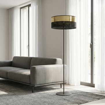 Lampa podłogowa LUX LP1 BL GOLD klasyczna, złota, abażur