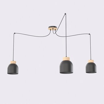 Lampa wisząca KRU 3 BLACK nowoczesna, czarna, metal, pająk