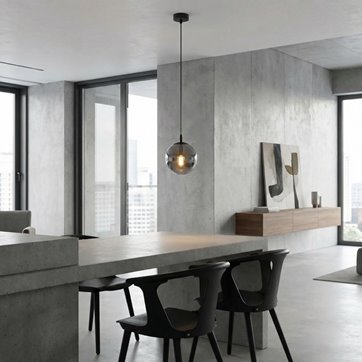 Lampa wisząca COSMO 1 BL GRAFIT loft, klosz grafit, czarna