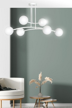 Lampa sufitowa HALLDOR 6 WHITE klasyczna klosz biała