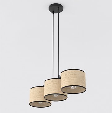 Lampa wisząca ECO 3 BL RATTAN klasyczna, abażur, beżowa