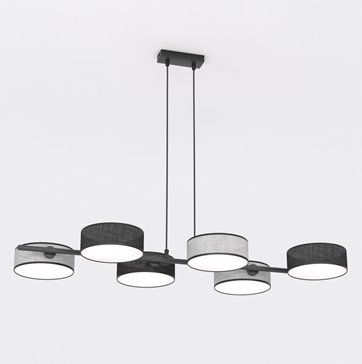 Lampa wisząca DRUMZ 6 MIX2 nowoczesna, szara, abażury