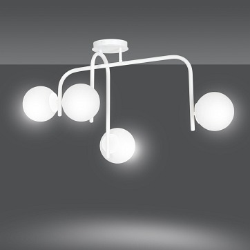 Lampa sufitowa KALF 4B WHITE klasyczna, klosz, biała