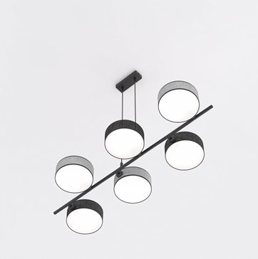 Lampa wisząca DRUMZ 6 MIX2 nowoczesna, szara, abażury