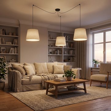 Lampa wisząca ASCOT 3 BEIGE abażur, beż, klasyczna