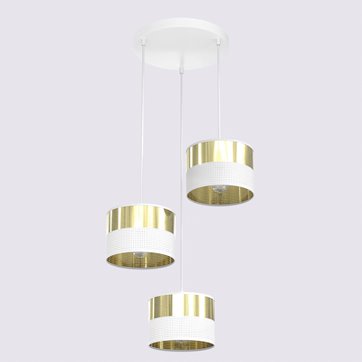 Lampa wisząca LUX 3 WH GOLD PREMIUM abażur, biały, złoty