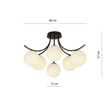 Lampa sufitowa BOSTON 6 BLACK/OPAL nowoczesna czarna/biała
