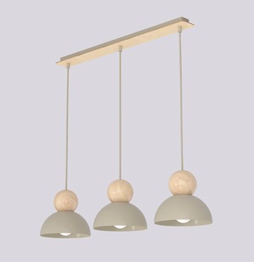 Lampa wisząca KAKI 3 MOKKA nowoczesna, beżowa, metal drewno