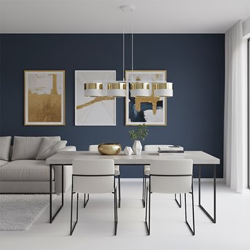 Lampa wisząca LUX 4 WH GOLD klasyczna, abażur, biały, złoty