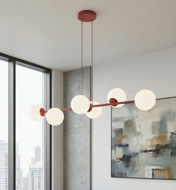 Lampa wisząca MAGNUS 6 BURGUNDY OPAL nowoczesna, klosz