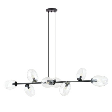 Lampa wisząca PANDORA 8 BL TRANSP klosze czarny/transparent
