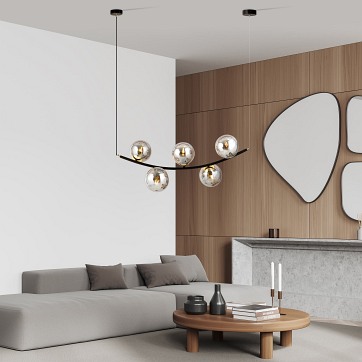 Lampa wisząca RITZ 5 BL GRAFIT nowoczesna, regulowana, szkło