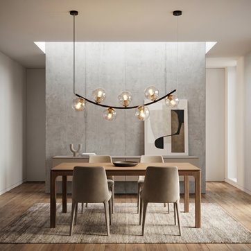 Lampa wisząca RITZ 7 BL TRANSPARENT nowoczesna, regulowana