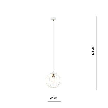 Lampa wisząca GINO 1 WHITE/GOLD druciana kula biało/złota