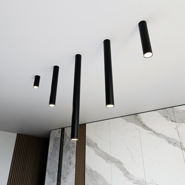 Lampa sufitowa TECNO 1XL BLACK nowoczesna, spot, czarna