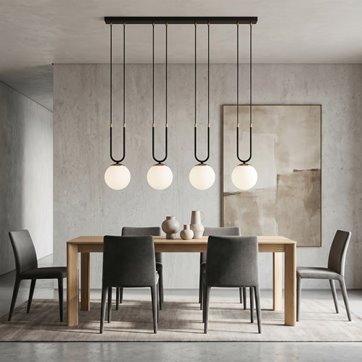 Lampa wisząca GLAM 4 BL/OPAL glamour czarna/biała/złota