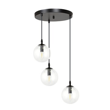Lampa wisząca COSMO 3 BL PREMIUM TRANSPARENT klosz, czarna