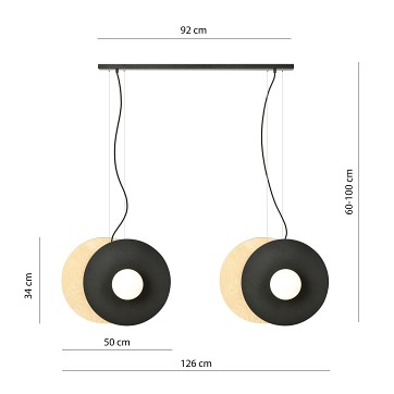 Lampa wisząca SOHO 4 BL OPAL designerska, drewno, klosze