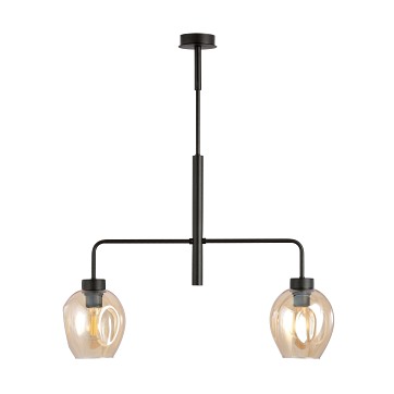 Żyrandol LUKKA 2 BLACK/AMBER loft, czarny, klosz bursztyn